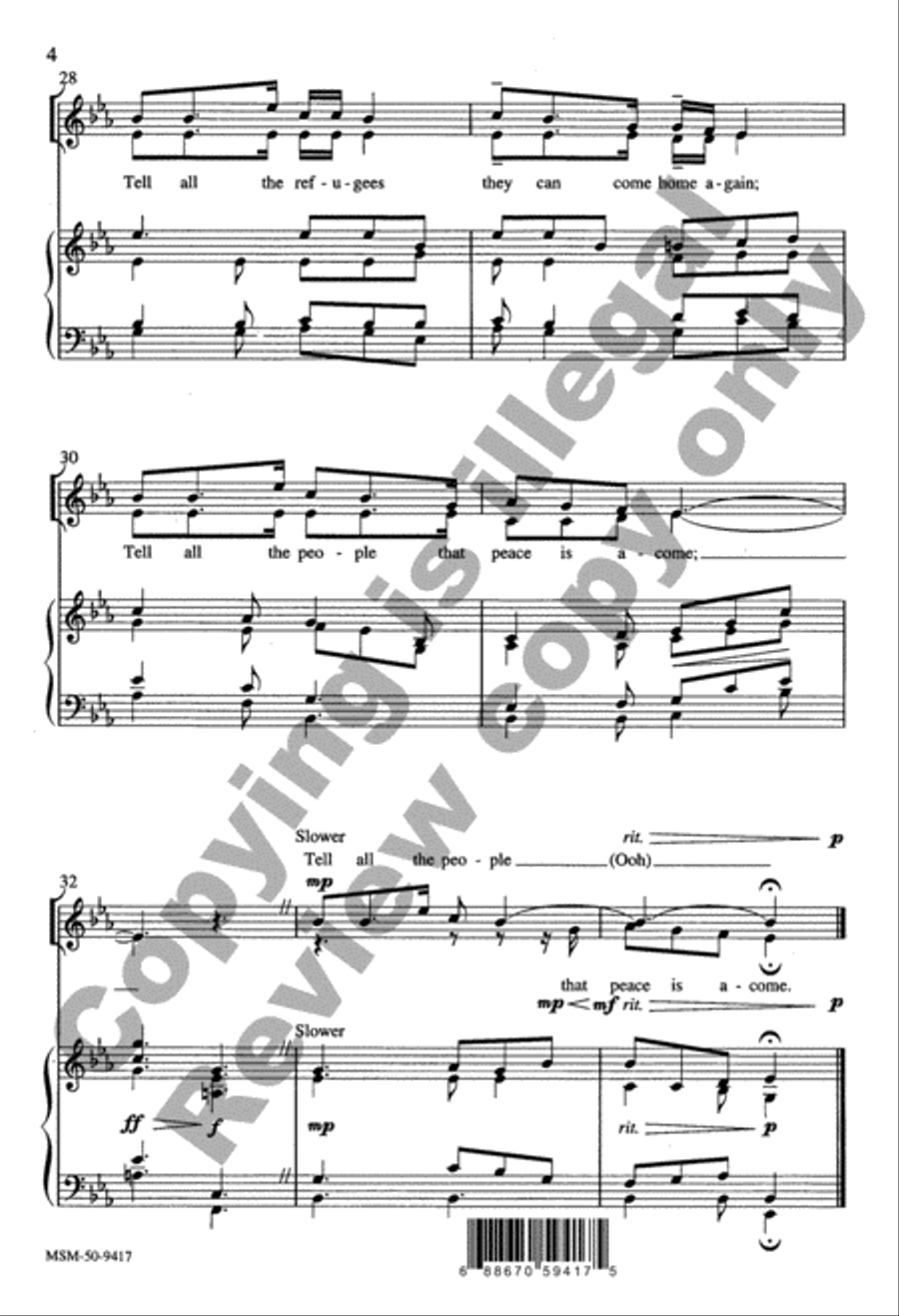 Peace Is A-Come Unison Choir scores gallery preview page 5