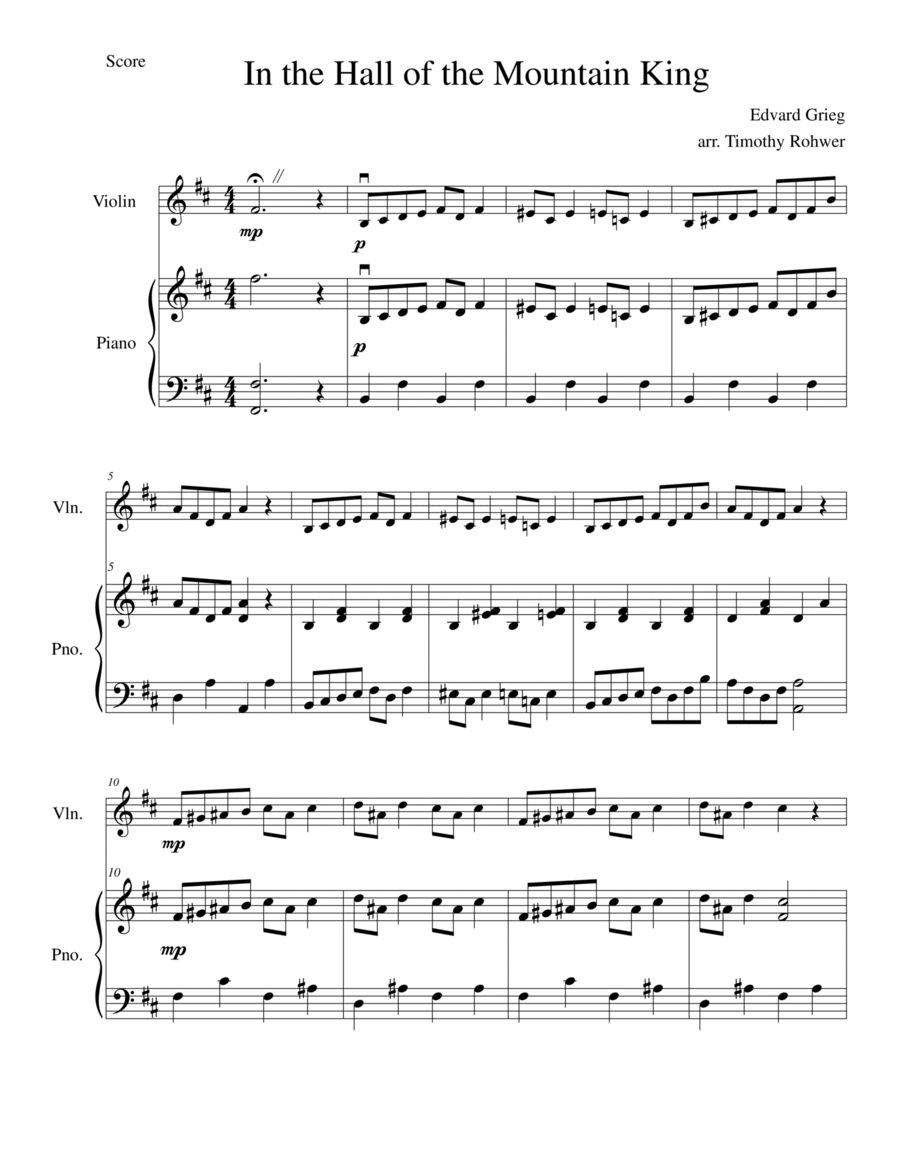 In the Hall of the Mountain King - Violin Solo Violin Solo scores gallery preview page 1