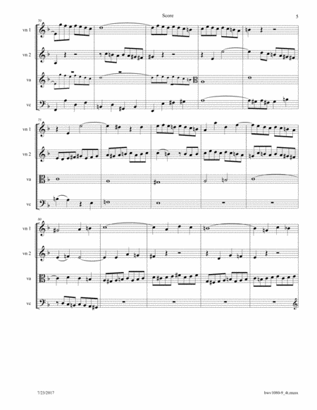 Bach: The Art of Fugue, BWV 1080 Fugue No. 9 arr. for String Quartet image number null