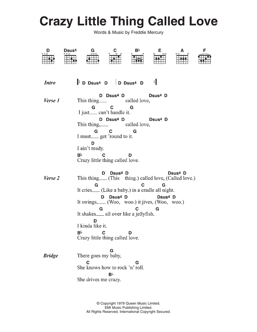 Crazy Little Thing Called Love Guitar scores gallery preview page 1