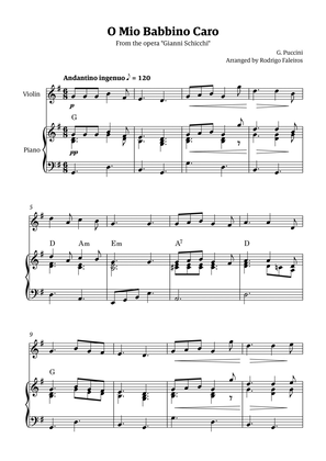O Mio Babbino Caro - for violin solo (with piano accompaniment and chords)