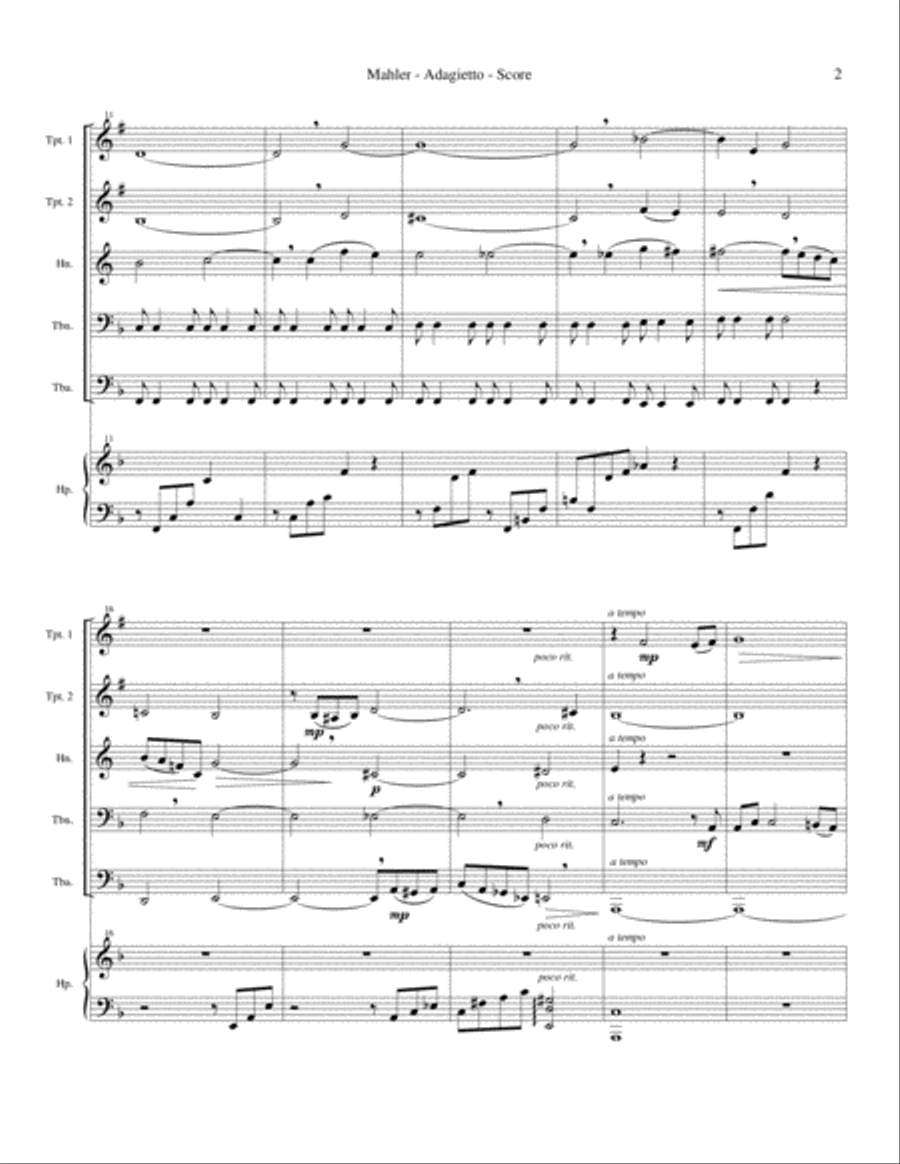 Adagietto, from Symphony No. 5 Brass Ensemble scores gallery preview page 4