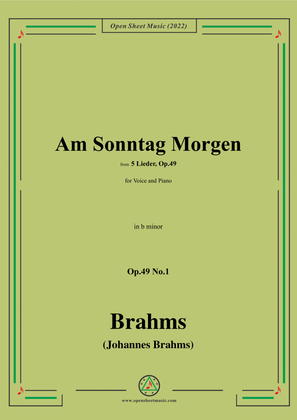 Book cover for Brahms-Am Sonntag Morgen,Op.49 No.1 in b minor