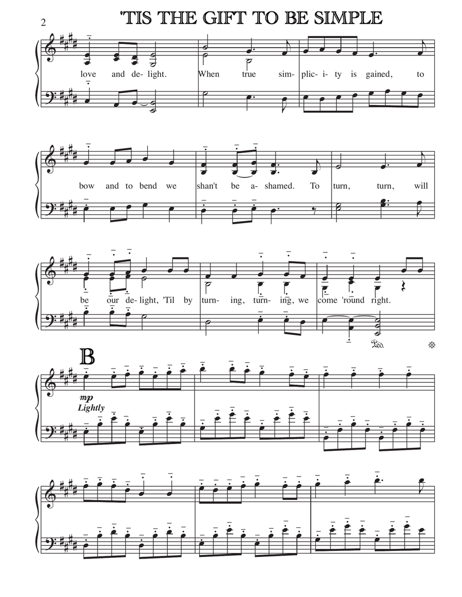 ’TIS THE GIFT TO BE SIMPLE Piano, Vocal scores gallery preview page 2