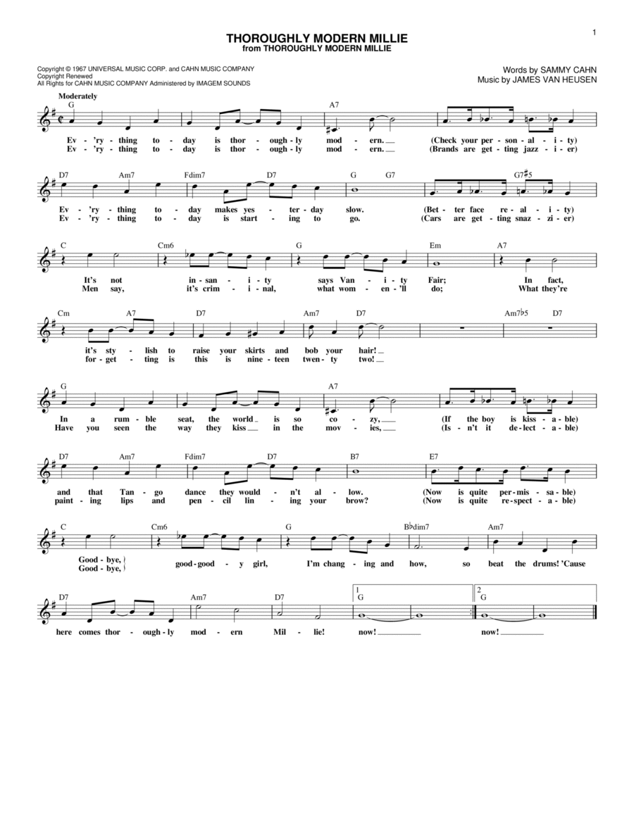 Thoroughly Modern Millie Piano scores gallery preview page 1