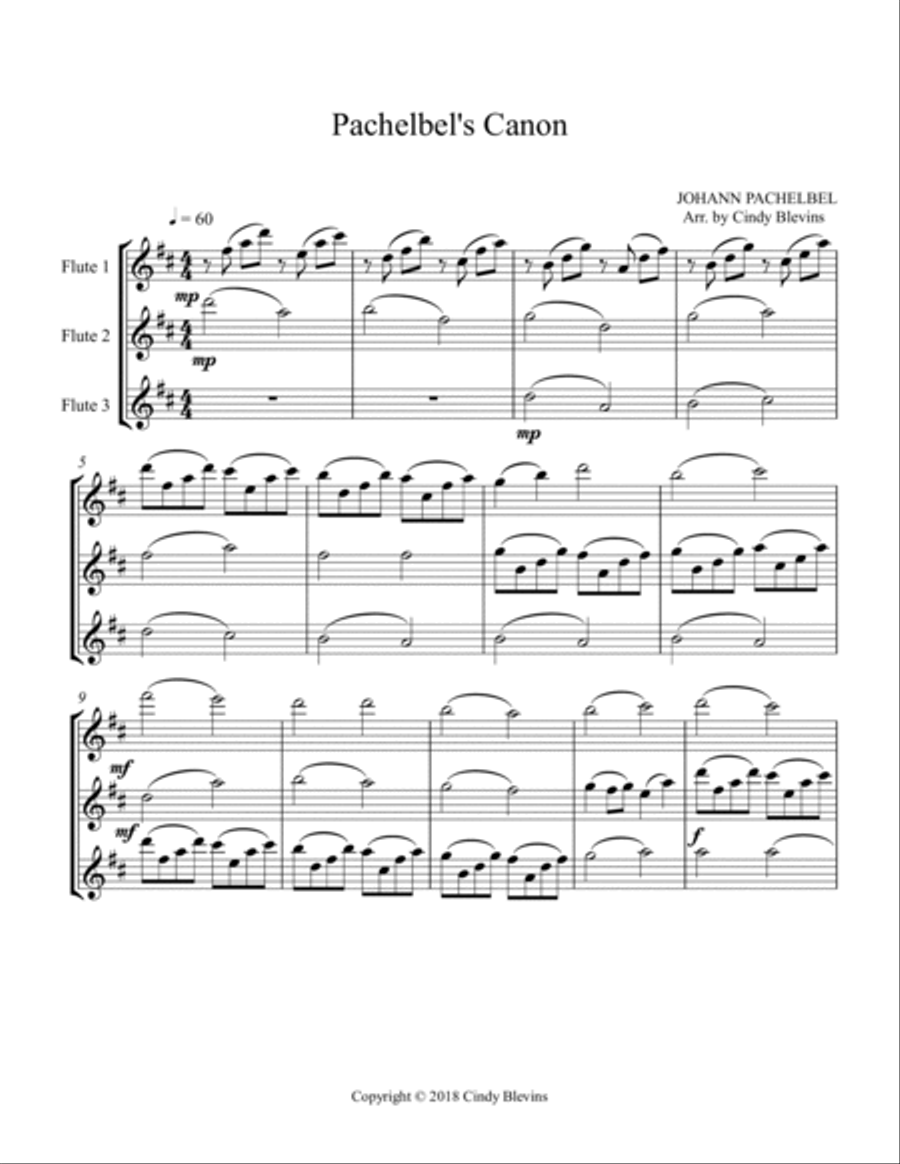 Pachelbel's Canon, for FluteTrio Pachelbel's Canon, for FluteTrio Flute Trio scores gallery preview page 2