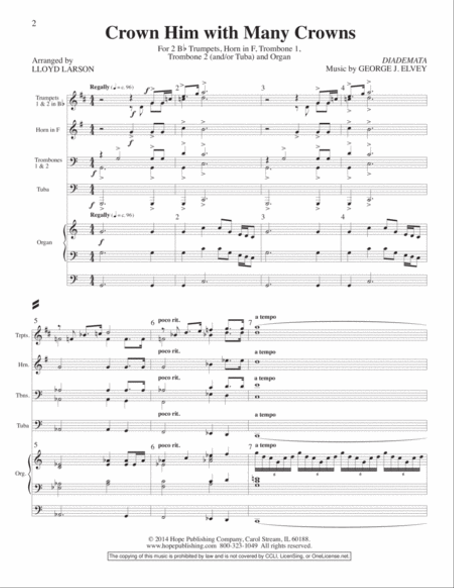 Crown Him with Many Crowns Chamber Music scores gallery preview page 3