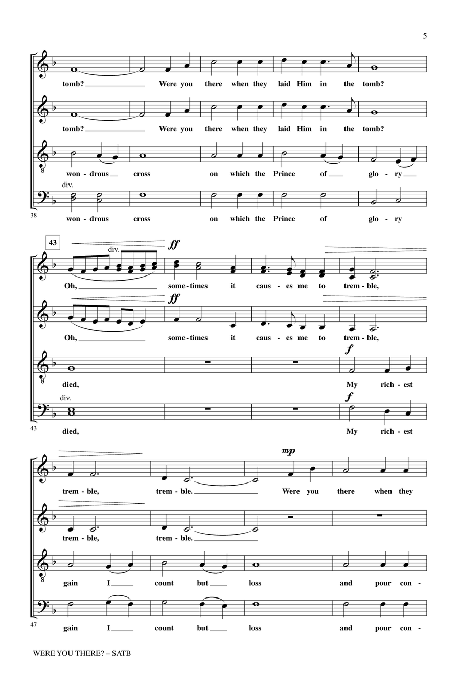 Were You There When They Crucified My Lord? 4-Part scores gallery preview page 4