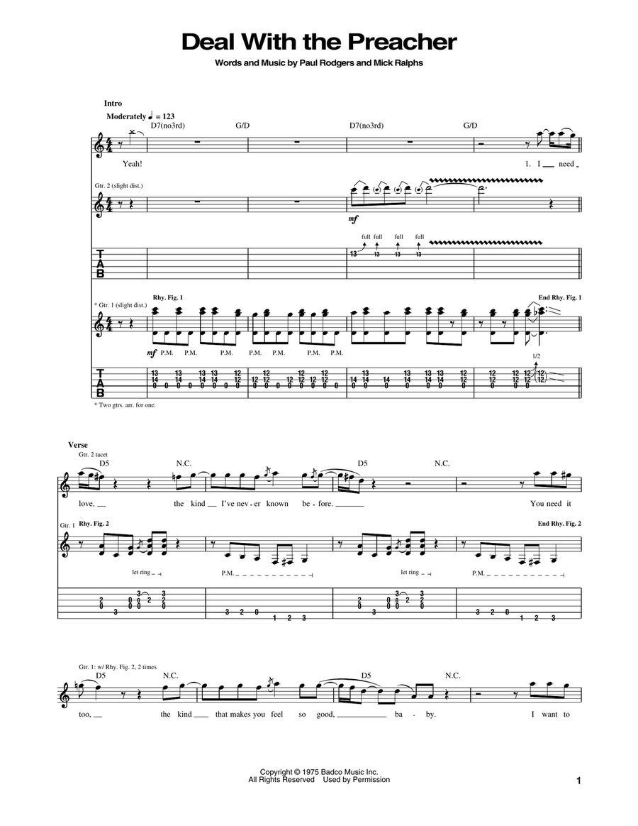 Deal With The Preacher Acoustic Guitar scores gallery preview page 1