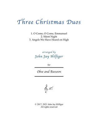 Book cover for Three Christmas Duos for Oboe and Bassoon