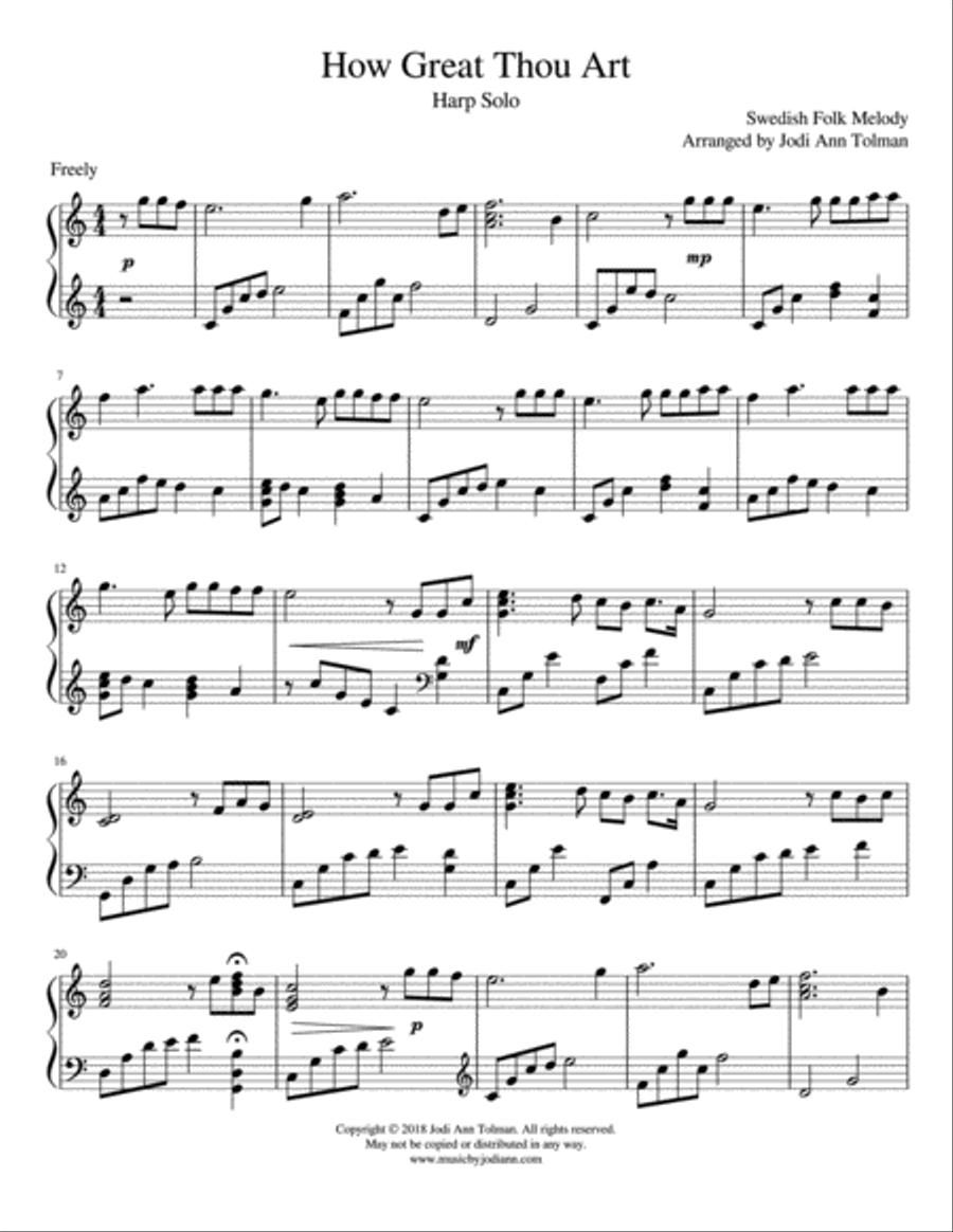 How Great Thou Art, Harp Solo Harp scores gallery preview page 2