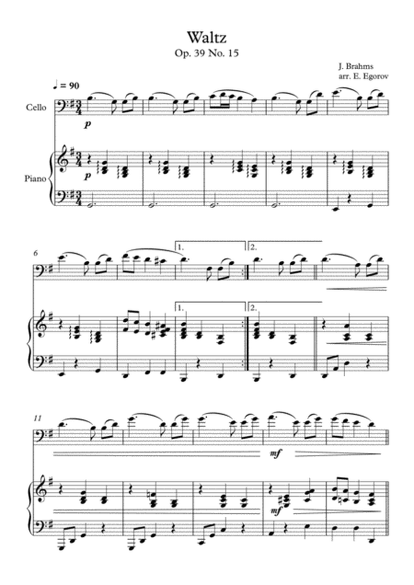 Waltz (Op. 39 No. 15), Johannes Brahms, For Cello & Piano image number null