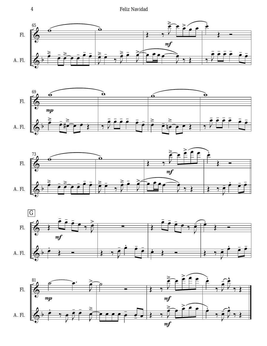Feliz Navidad Feliz Navidad Flute Duet scores gallery preview page 4