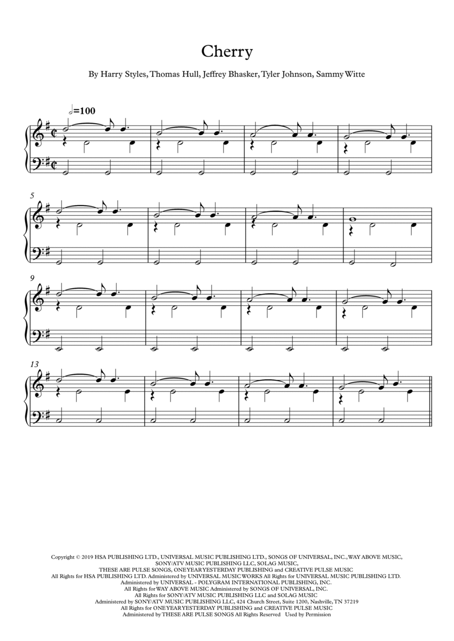 Cherry Cherry Piano Solo scores gallery preview page 1