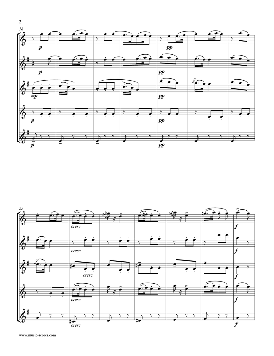 Verdi: La Donna e Mobile - Sax Quintet Woodwind Quartet scores gallery preview page 2