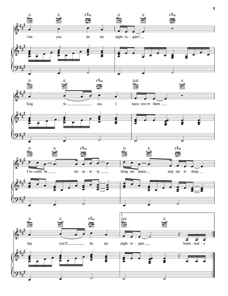 Nightingale Piano, Vocal, Guitar scores gallery preview page 3