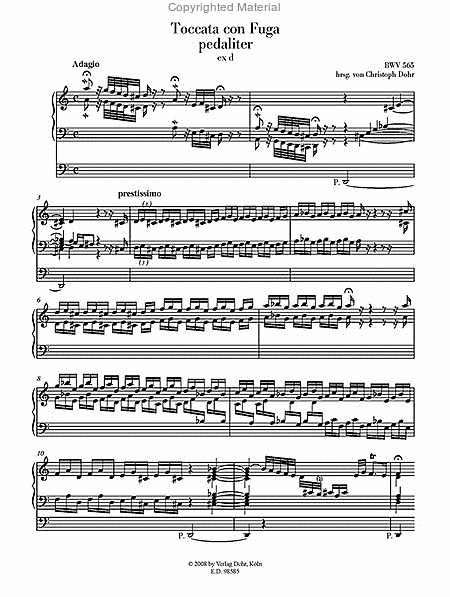 Toccata und Fuge für Orgel d-Moll BWV 565 (Urtextausgabe nach der Ringkschen Erstschrift)