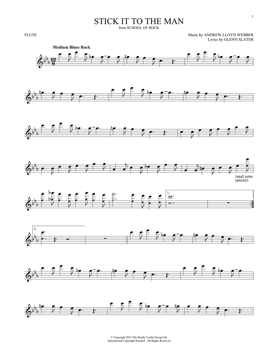 Stick It To The Man (from School of Rock: The Musical) Flute Solo scores gallery preview page 1