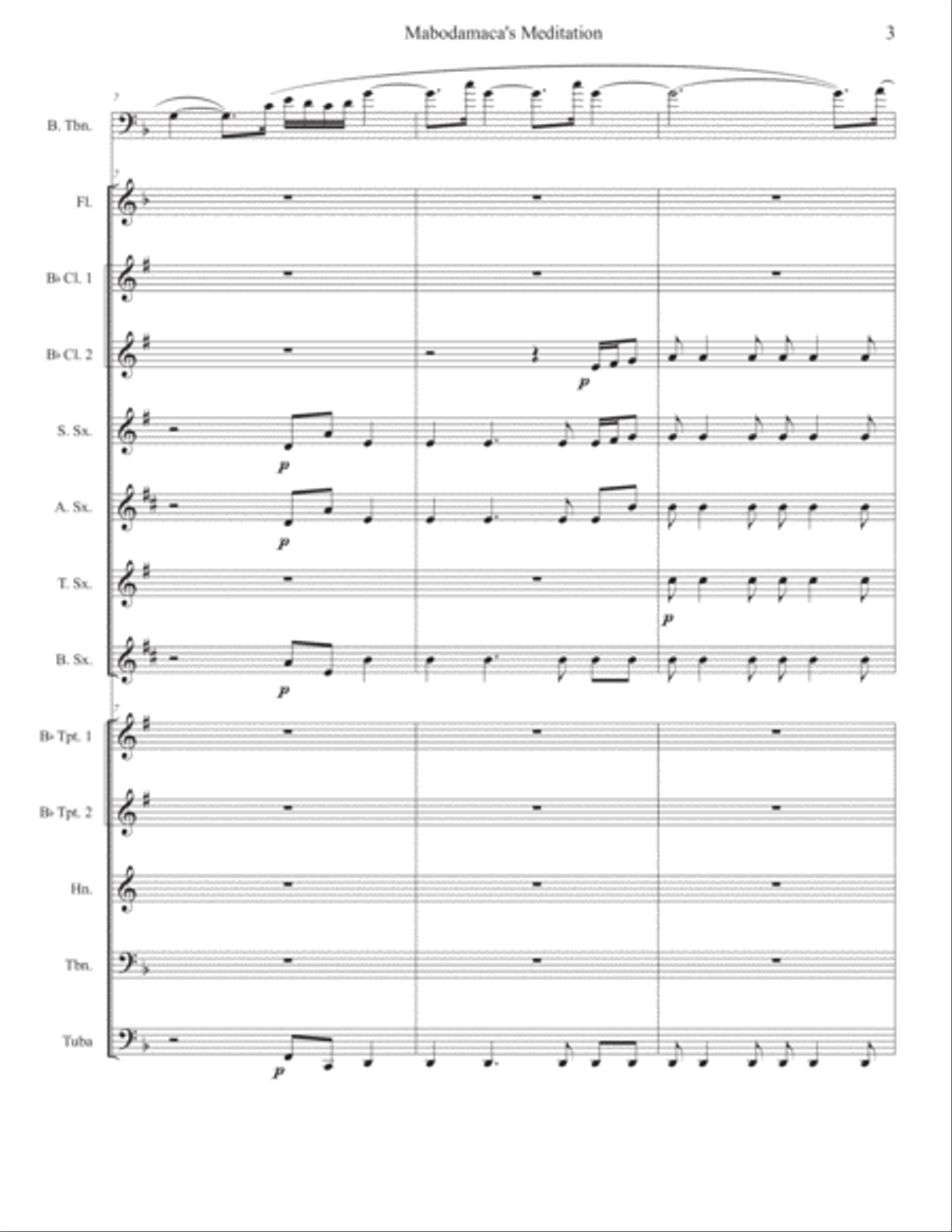 Mabodamaca's Meditation For Bass Trombone and Small Wind Ensemble Concert Band scores gallery preview page 4