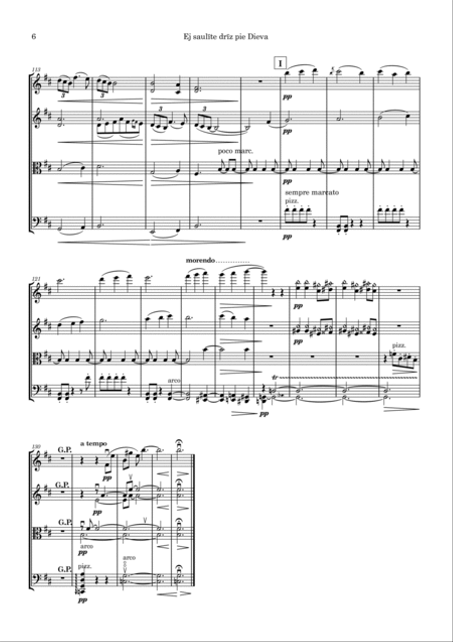 Ej saulite driz pie Dieva String Quartet scores gallery preview page 6