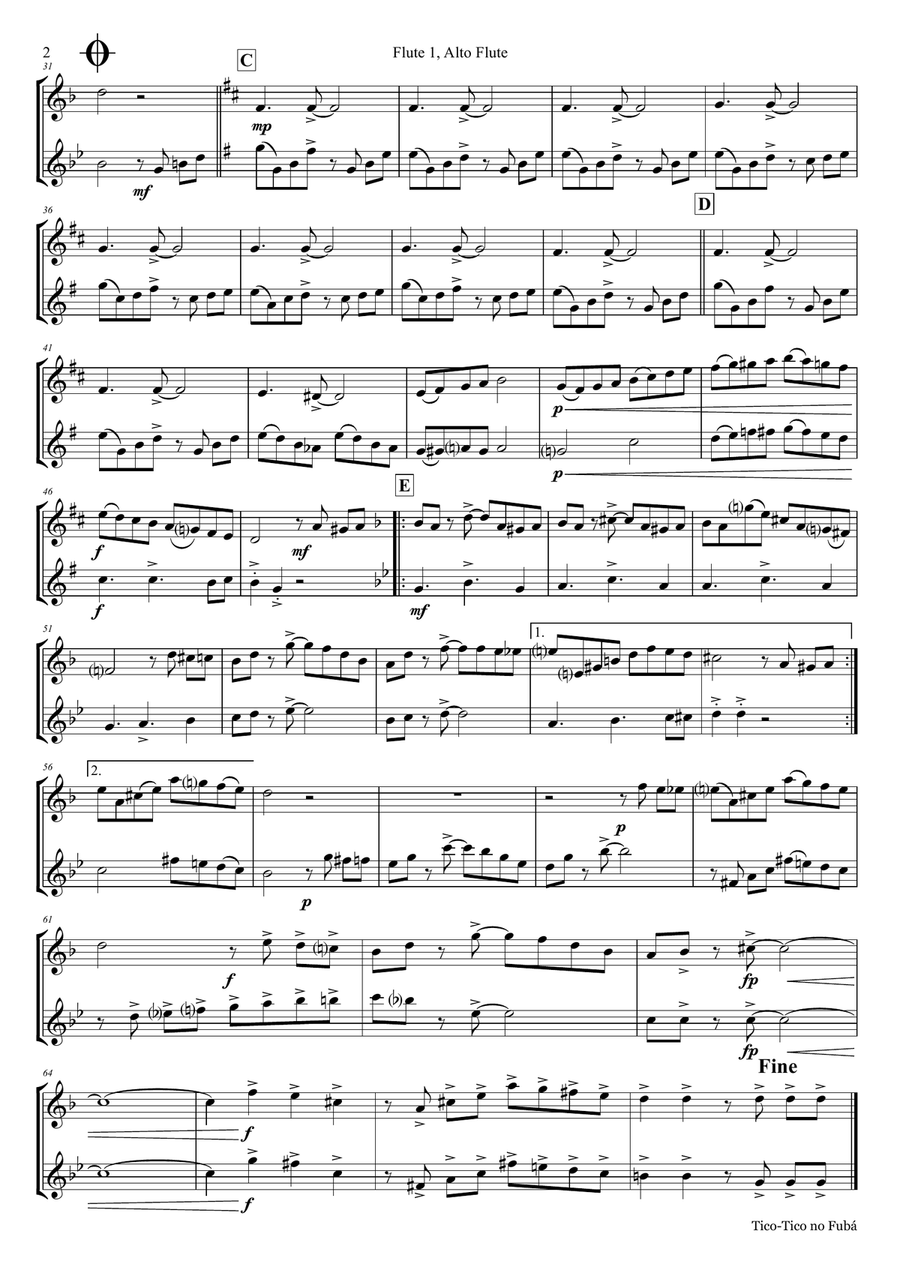 Tico-Tico no Fubá - Choro - Duet Flute Flute Duet scores gallery preview page 4