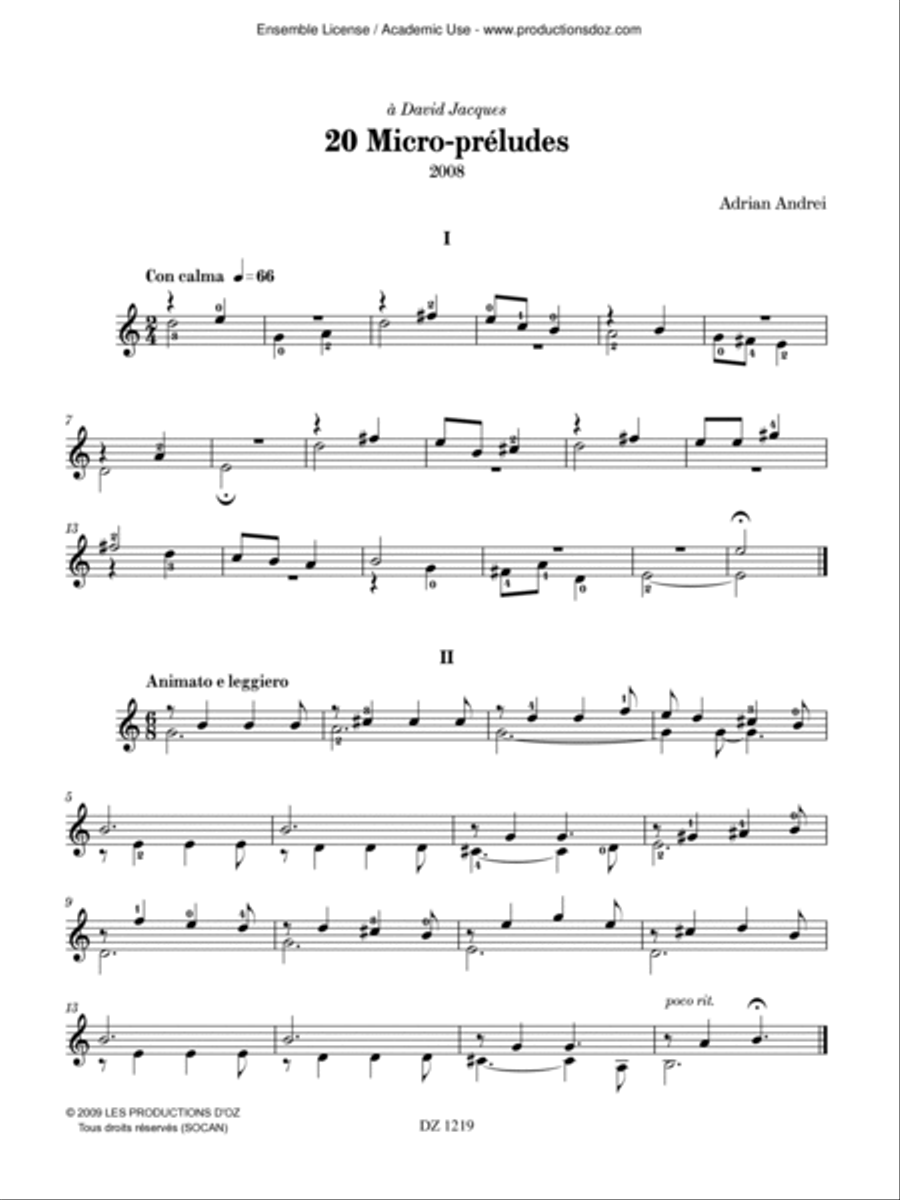 20 Micro-préludes 20 Micro-préludes Classical Guitar scores gallery preview page 2