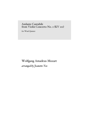 Andante Cantabile from Mozart's Violin Concerto No. 2 in D Major KV 211 (for Wind Quintet) - Part Sc