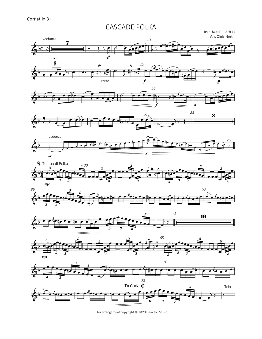Cascade Polka (Bb Cornet & Piano) Cornet scores gallery preview page 2
