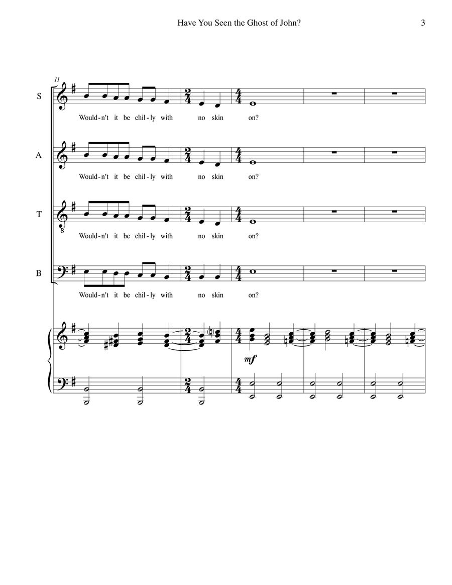 Have You Seen the Ghost of John? - for SATB choir 4-Part scores gallery preview page 3