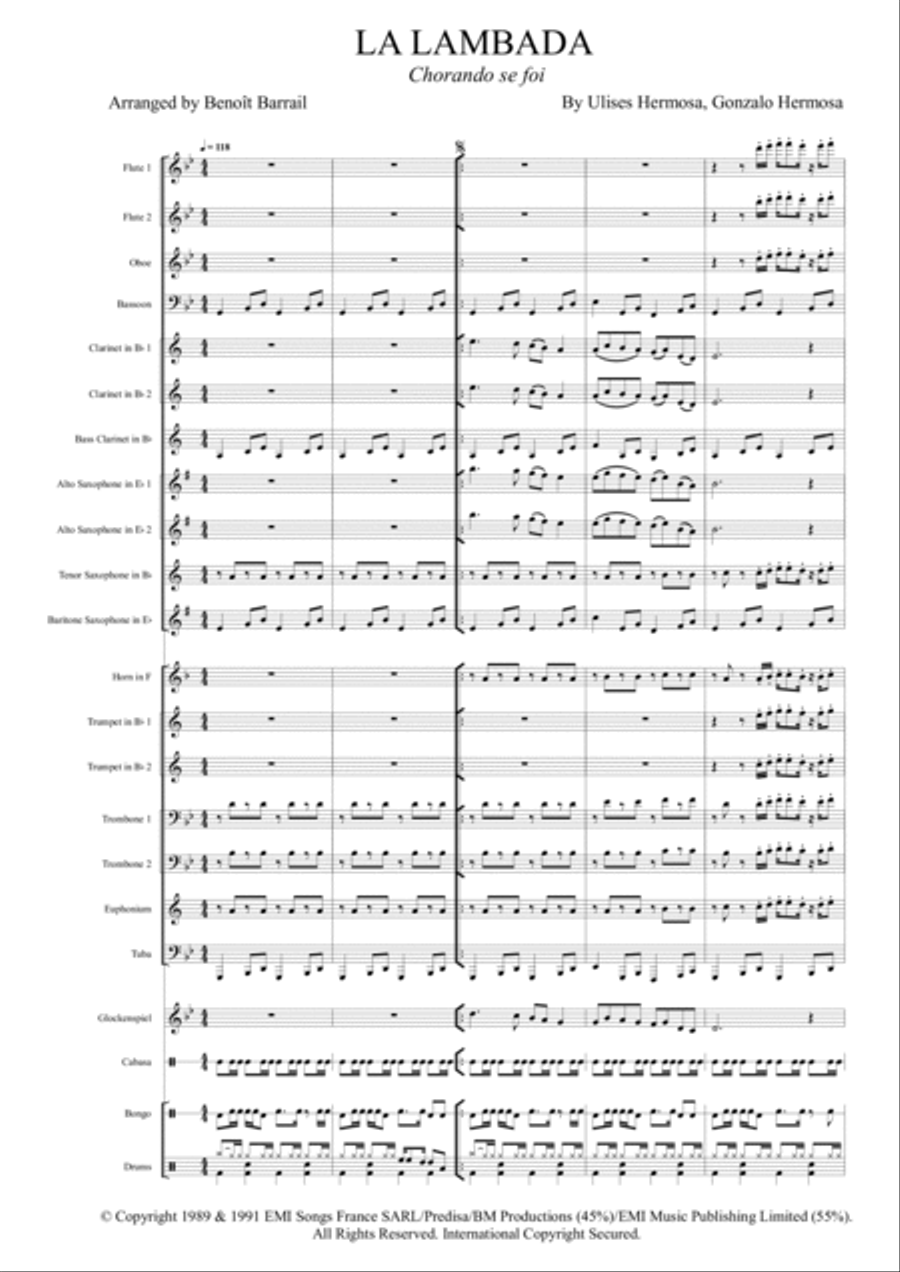 Chorando Se Foi (lambada) Concert Band scores gallery preview page 5