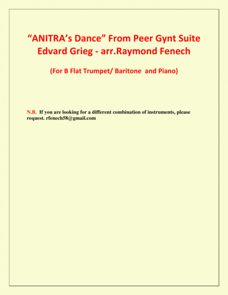 Anitra's Dance - From Peer Gynt - B Flat Trumpet and Piano image number null