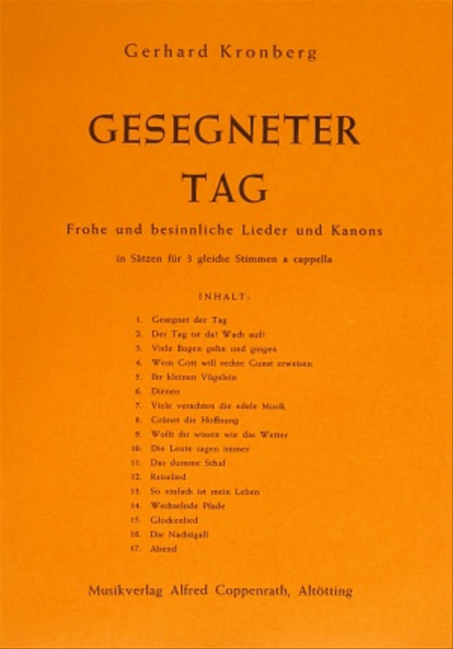 Kronberg: Gesegneter Tag. Frohe und besinnliche Lieder und Kanons