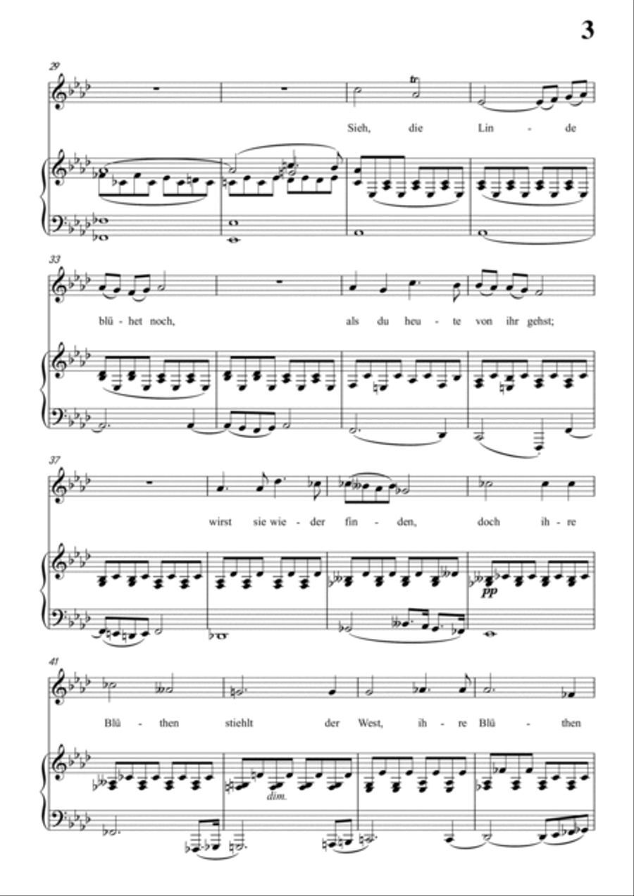 Schubert-Die Abgeblühte Linde(The Faded Linden Tree) in f minor,for Vocal and Pno Voice scores gallery preview page 4