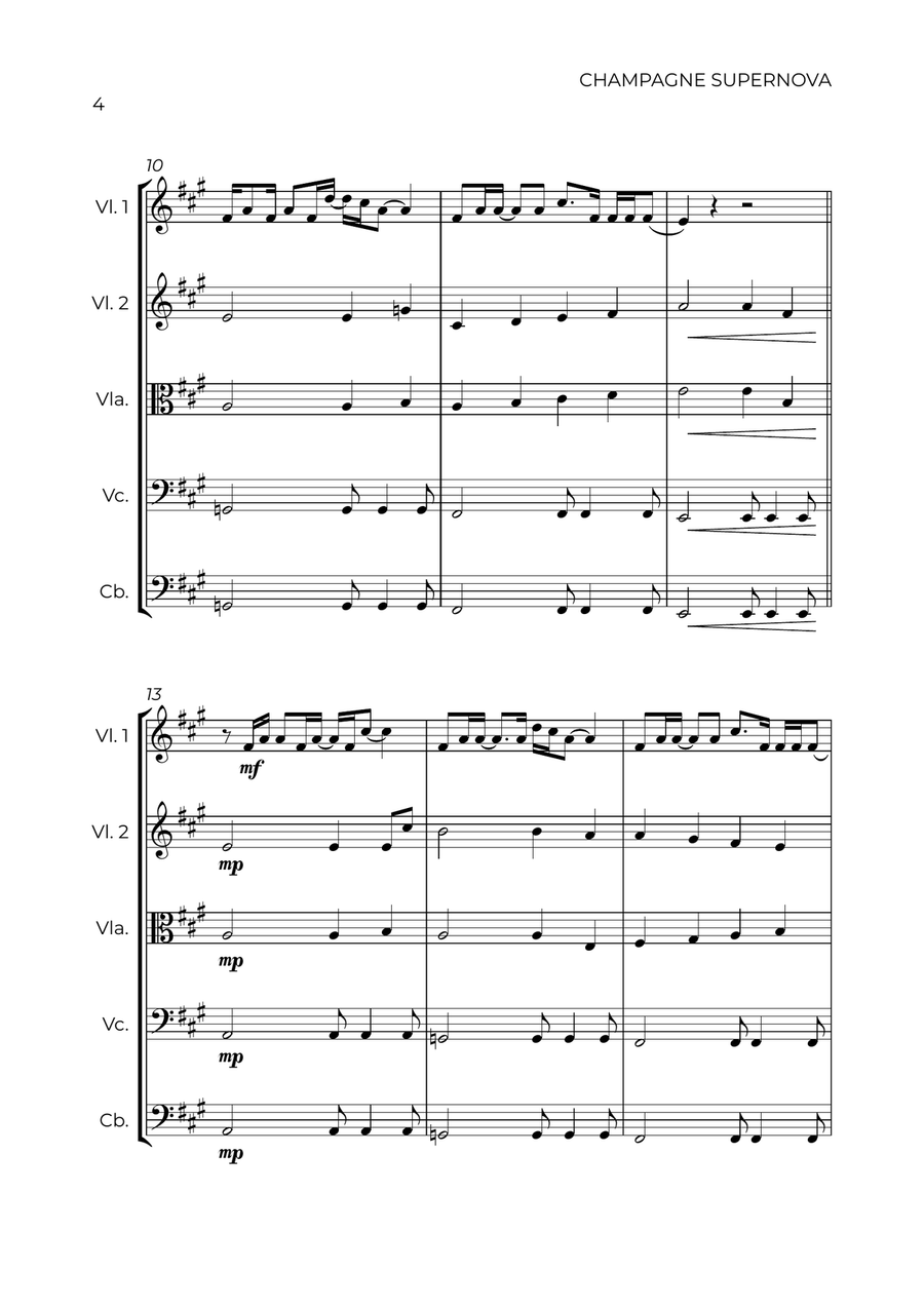 Champagne Supernova String Quintet scores gallery preview page 4