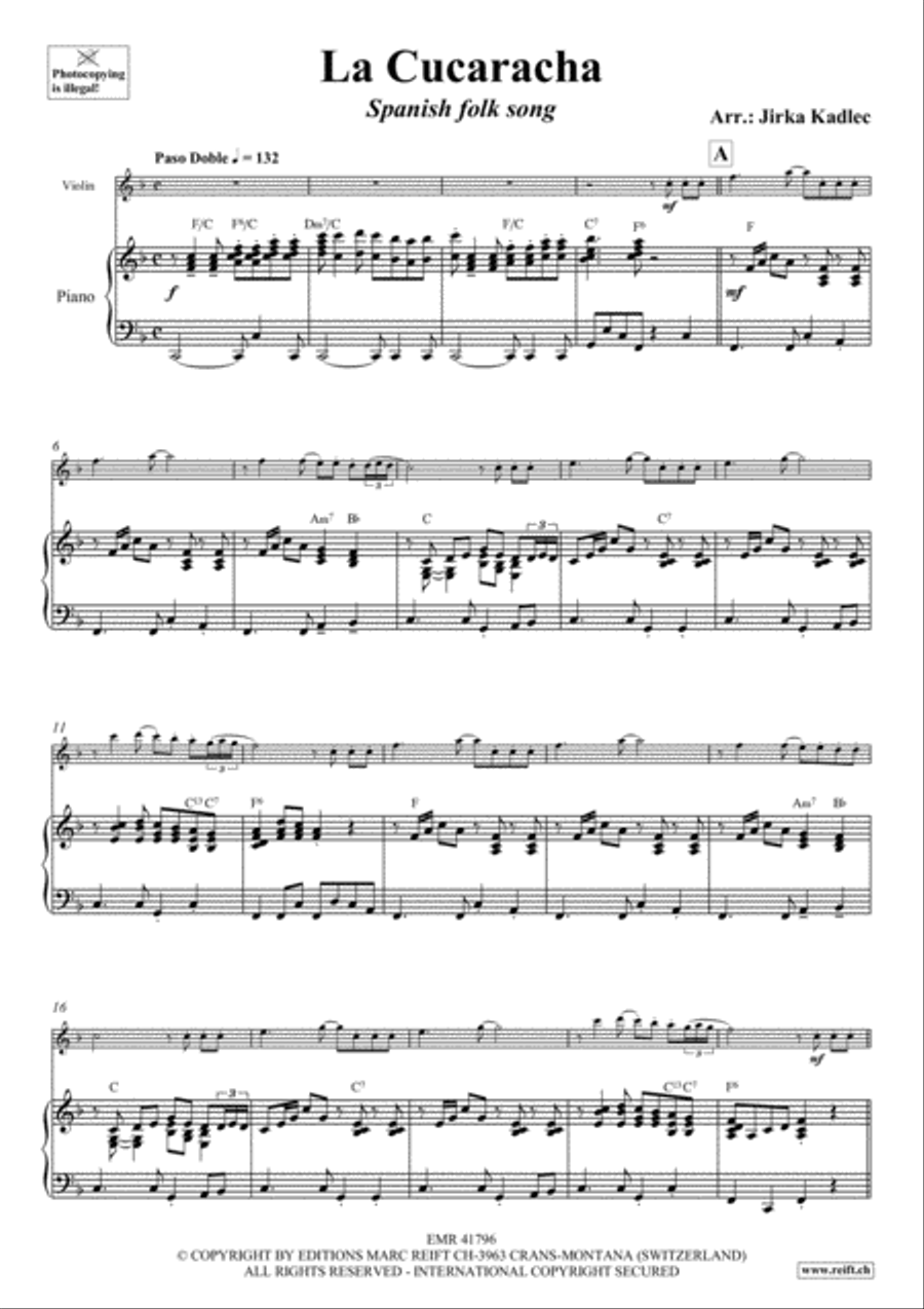 La Cucaracha La Cucaracha Violin Solo scores gallery preview page 4