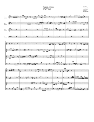 Book cover for Fugue, BWV 949 (arrangement for 4 recorders)
