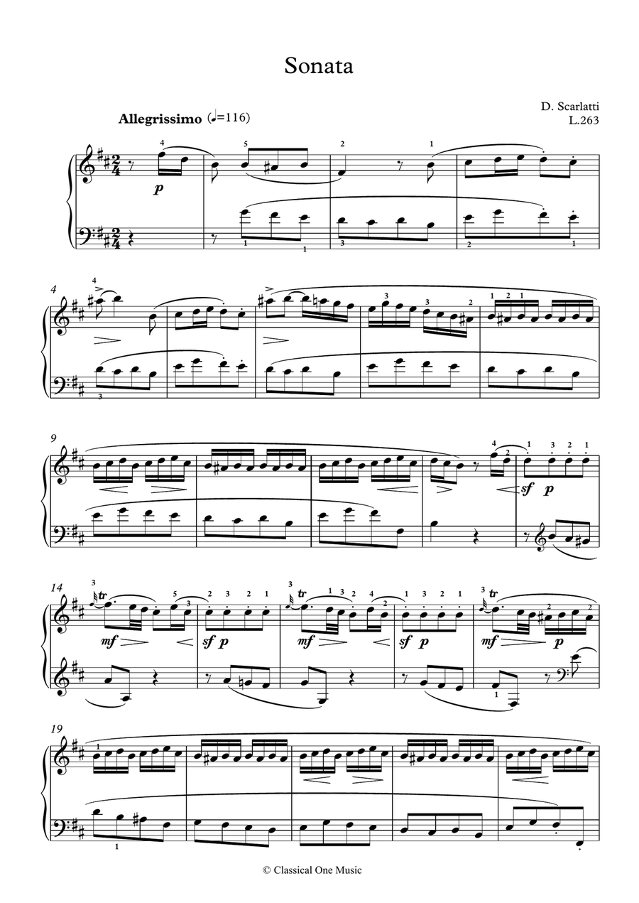 Scarlatti-Sonata in B-minor L.263 K.377(piano) Piano Solo scores gallery preview page 2