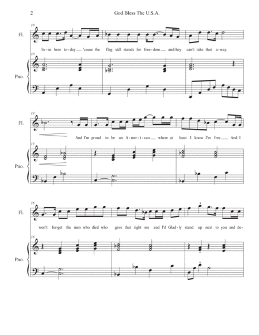 God Bless The U.s.a. Flute scores gallery preview page 3