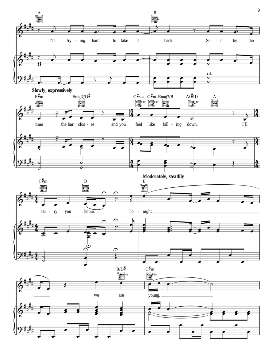 We Are Young Piano, Vocal, Guitar scores gallery preview page 3