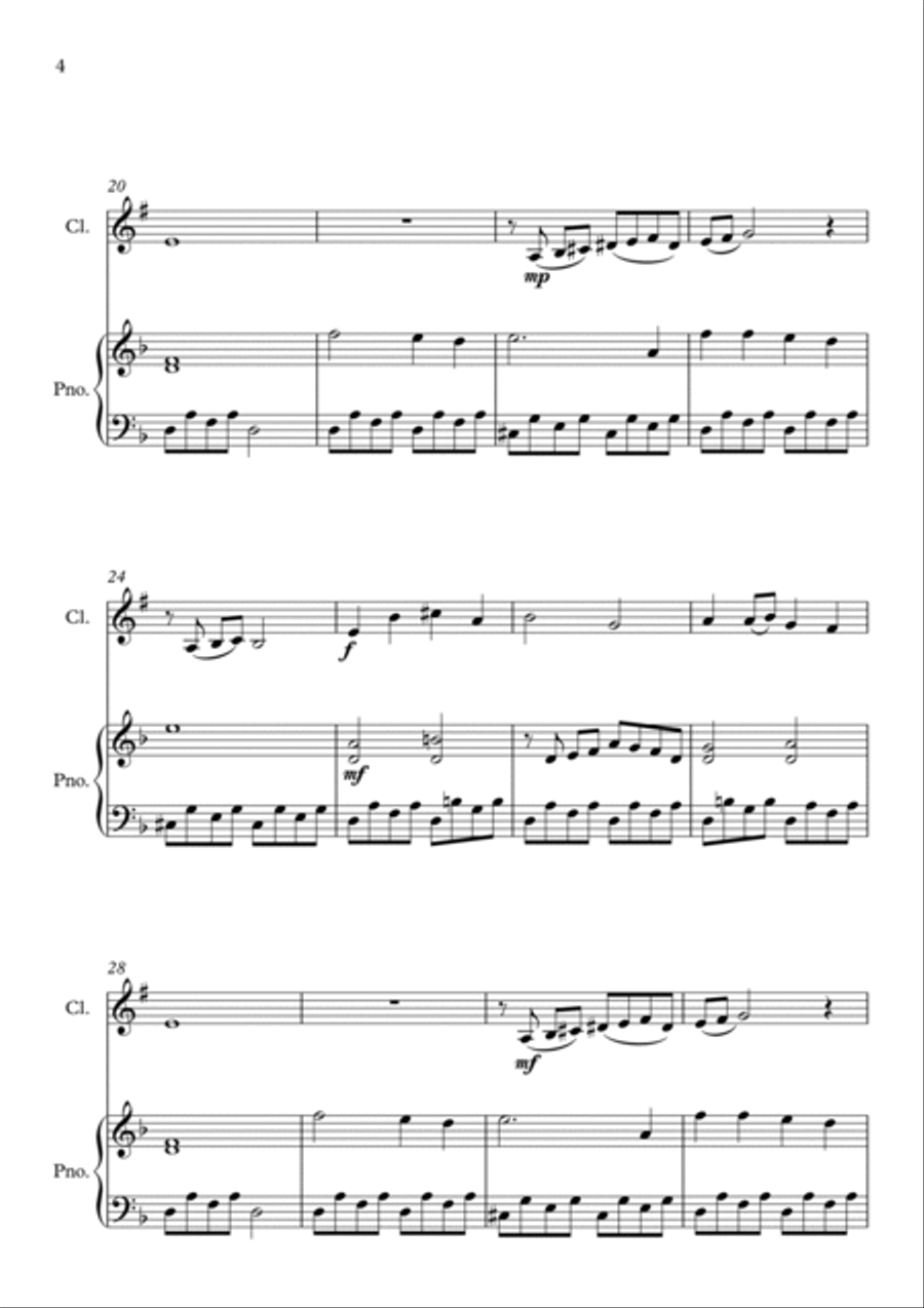 Now The Green Blade Riseth, for Clarinet and Piano (Noel Nouvelet) Clarinet Solo scores gallery preview page 4