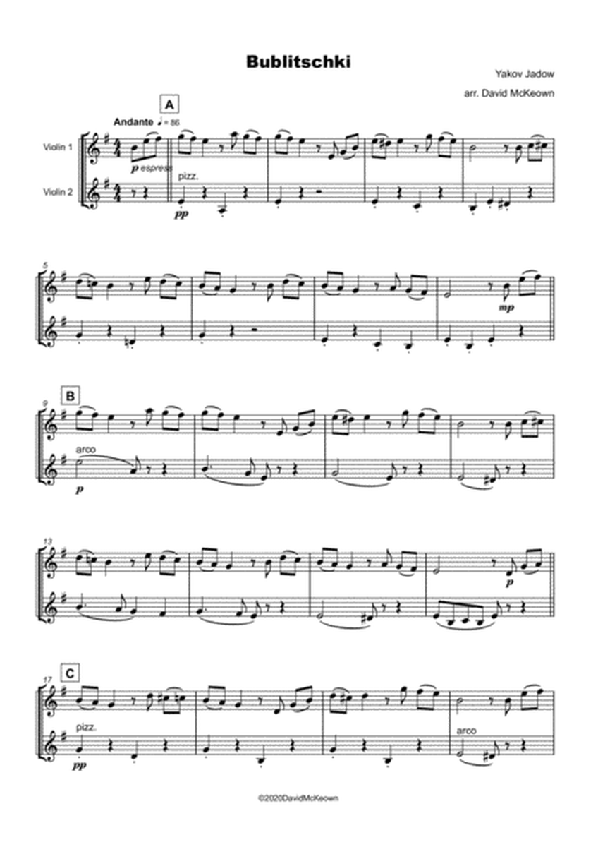 Bublitschki, Russian Klezmer song for Violin Duet