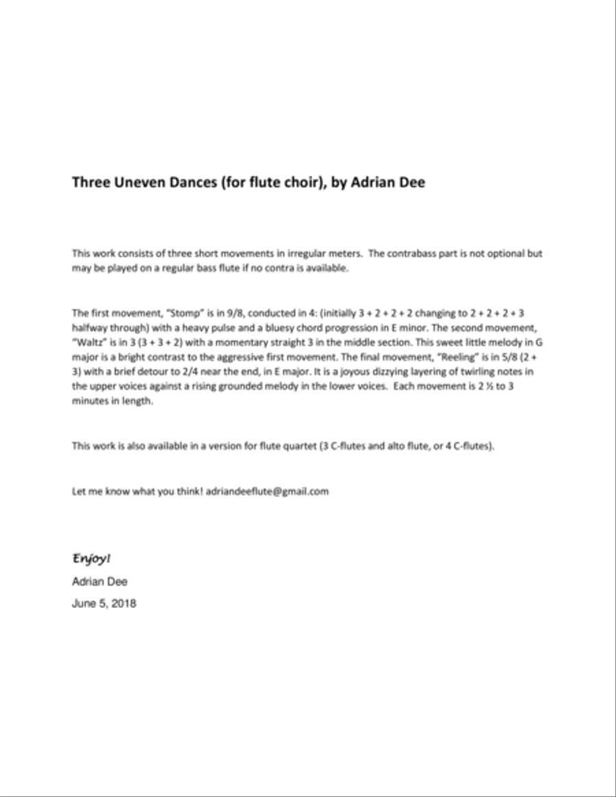 Three Uneven Dances Flute Choir scores gallery preview page 2