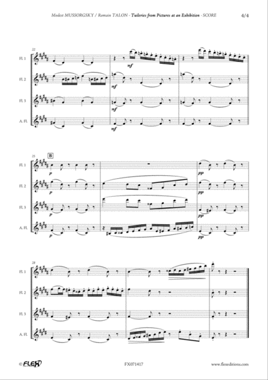Tuileries from Pictures at an Exhibition Flute Quartet scores gallery preview page 4