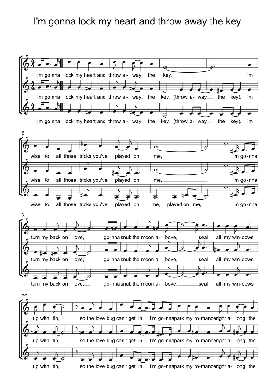 I'm gonna lock my heart and throw away the key SSA scores gallery preview page 1