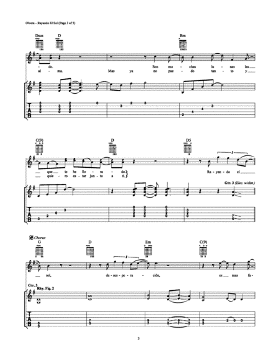 Rayando el Sol Electric Guitar scores gallery preview page 3