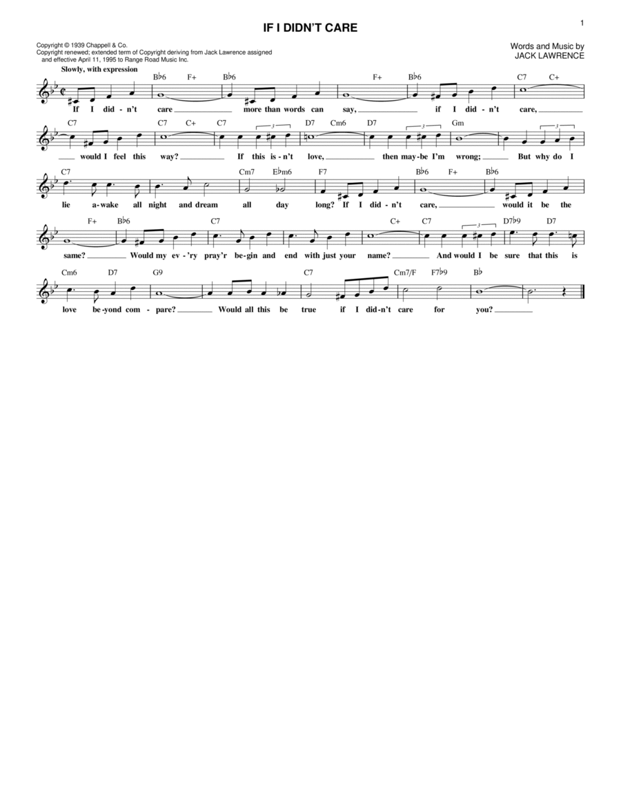 If I Didn't Care Electric Guitar scores gallery preview page 1