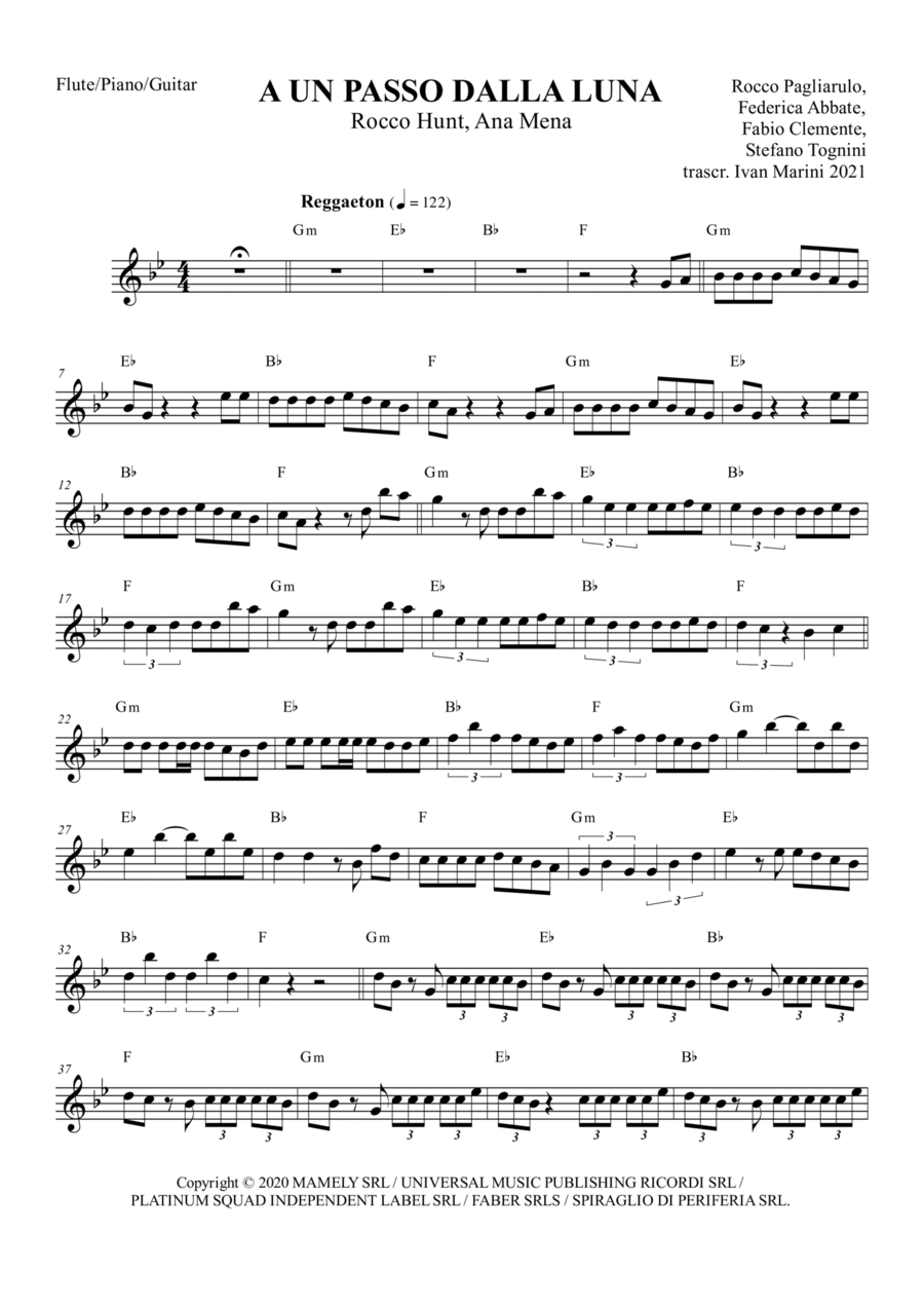 A Un Passo Dalla Luna Piano scores gallery preview page 1