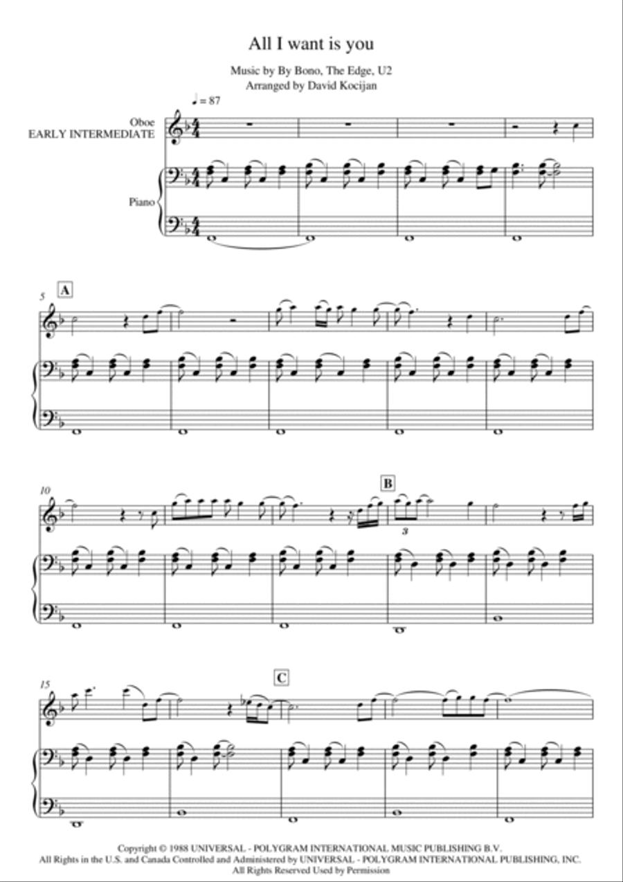 All I Want Is You Oboe scores gallery preview page 2
