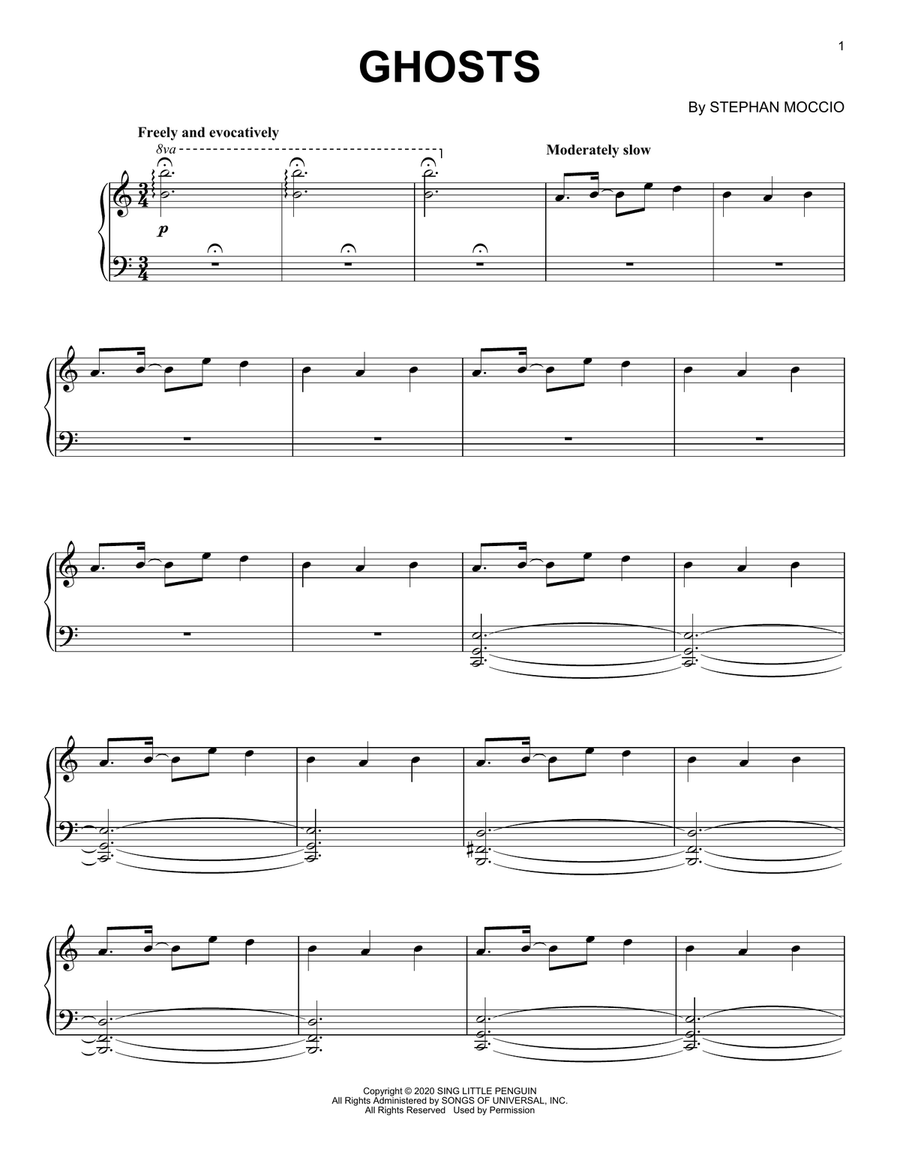 Ghosts Ghosts Piano Solo scores gallery preview page 1