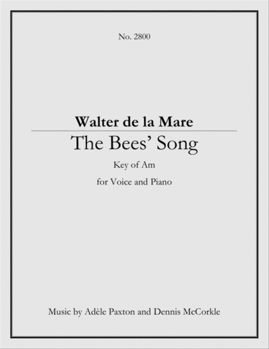 The Bees’ Song - An Original Song Setting of Walter de la Mare's Poetry for VOICE and PIANO: Key A Piano, Vocal, Guitar scores gallery preview page 1